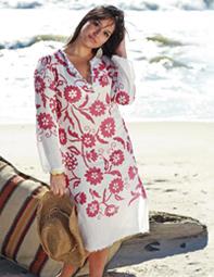 Red Peony Cotton Kaftan